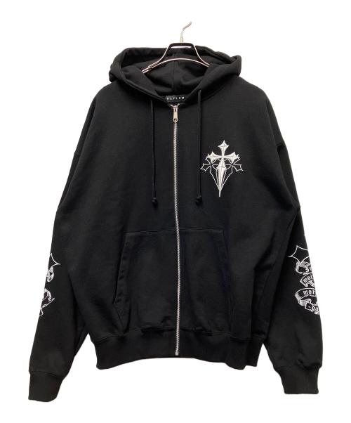 REFLEM（レフレム）REFLEM (レフレム) クロス刺繍ジップアップパーカー ブラック サイズ:FREEの古着・服飾アイテム