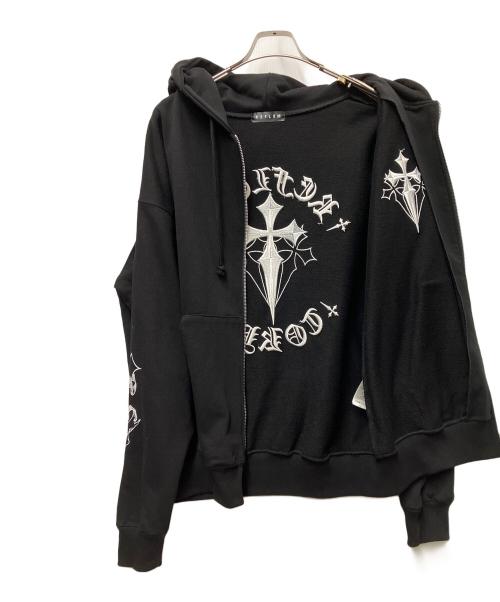REFLEM（レフレム）REFLEM (レフレム) クロス刺繍ジップアップパーカー ブラック サイズ:FREEの古着・服飾アイテム