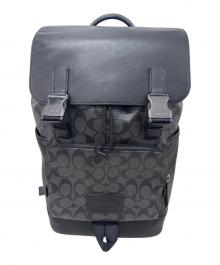 COACH（コーチ）の古着「トラックバックパックシグネチャーキャンバスリュック」｜ブラック