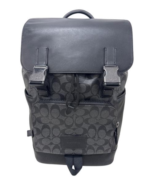 COACH（コーチ）COACH (コーチ) トラックバックパックシグネチャーキャンバスリュック ブラックの古着・服飾アイテム