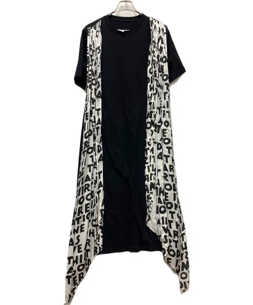 MM6 Maison Margiela（エムエムシックスメゾンマルジェラ）MM6 Maison Margiela (エムエムシックスメゾンマルジェラ) 半袖ワンピース ブラック×ホワイト サイズ:Sの古着・服飾アイテム