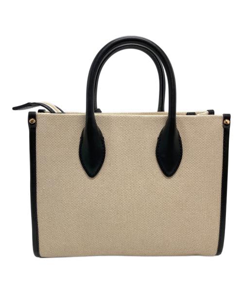 MICHAEL KORS（マイケル・コース）MICHAEL KORS (マイケル・コース) キャンバスハンドバッグ ブラック×ベージュの古着・服飾アイテム