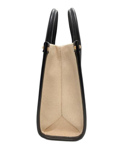 MICHAEL KORS（マイケル・コース）MICHAEL KORS (マイケル・コース) キャンバスハンドバッグ ブラック×ベージュの古着・服飾アイテム