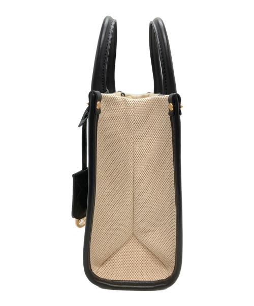 MICHAEL KORS（マイケル・コース）MICHAEL KORS (マイケル・コース) キャンバスハンドバッグ ブラック×ベージュの古着・服飾アイテム