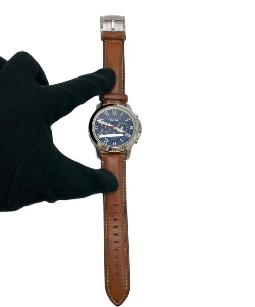 FOSSIL（フォッシル）FOSSIL (フォッシル) クロノグラフライトブラウンレザーウォッチ ブルーの古着・服飾アイテム