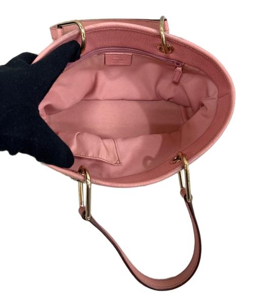GUCCI（グッチ）GUCCI (グッチ) GGキャンバスハンドバッグ ブラウン×ピンクの古着・服飾アイテム