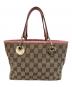 GUCCI (グッチ) GGキャンバスハンドバッグ ブラウン×ピンク：40000円