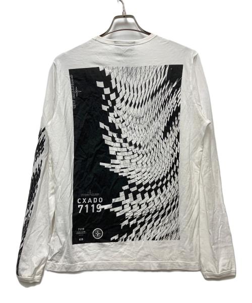 STONE ISLAND（ストーンアイランド）STONE ISLAND (ストーンアイランド) 長袖カットソー ホワイト×ブラック サイズ:Sの古着・服飾アイテム