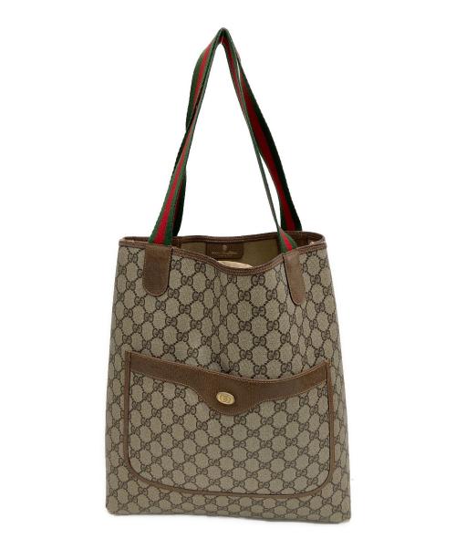 GUCCI（グッチ）GUCCI (グッチ) GGスプリームトートバッグ ベージュ×ブラウンの古着・服飾アイテム