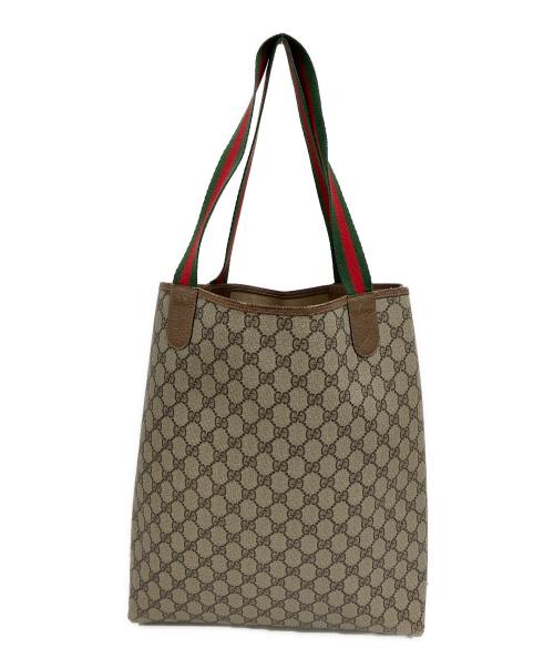 GUCCI（グッチ）GUCCI (グッチ) GGスプリームトートバッグ ベージュ×ブラウンの古着・服飾アイテム