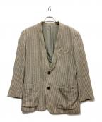 ISSEY MIYAKEイッセイミヤケ）の古着「ノーカラーストライプジャケット」｜グレー
