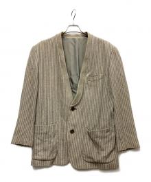 ISSEY MIYAKE（イッセイミヤケ）の古着「ノーカラーストライプジャケット」｜グレー