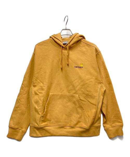 CarHartt（カーハート）CarHartt (カーハート) HOODED AMERICAN SCRIPT SWEAT マスタード サイズ:Mの古着・服飾アイテム