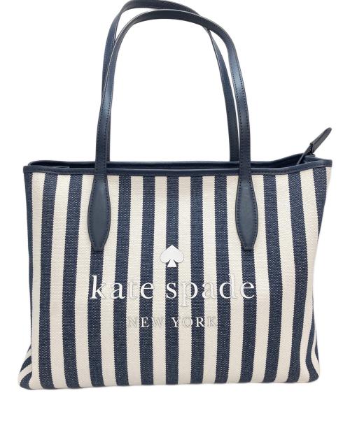 Kate Spade（ケイトスペード）Kate Spade (ケイトスペード) ストリートトートストライプスモールサイドスナップバッグ ネイビー×ホワイトの古着・服飾アイテム