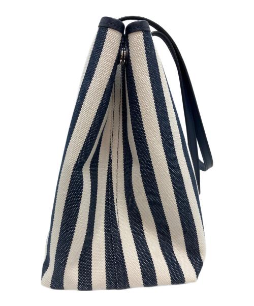 Kate Spade（ケイトスペード）Kate Spade (ケイトスペード) ストリートトートストライプスモールサイドスナップバッグ ネイビー×ホワイトの古着・服飾アイテム