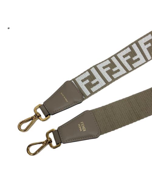 FENDI（フェンディ）FENDI (フェンディ) マルチカラーFFジャガードウェビング ショルダーストラップ ベージュ×ホワイトの古着・服飾アイテム