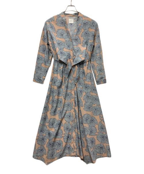 Ameri（アメリ）Ameri (アメリ) 長袖ワンピース ピンク×グレー サイズ:FREEの古着・服飾アイテム