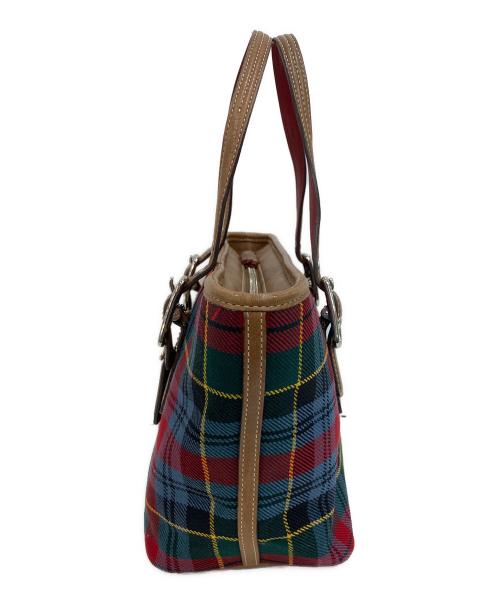 COACH（コーチ）COACH (コーチ) タータンチェックハンドバッグ レッドの古着・服飾アイテム