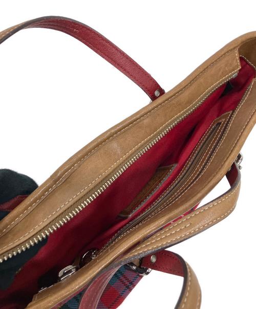 COACH（コーチ）COACH (コーチ) タータンチェックハンドバッグ レッドの古着・服飾アイテム