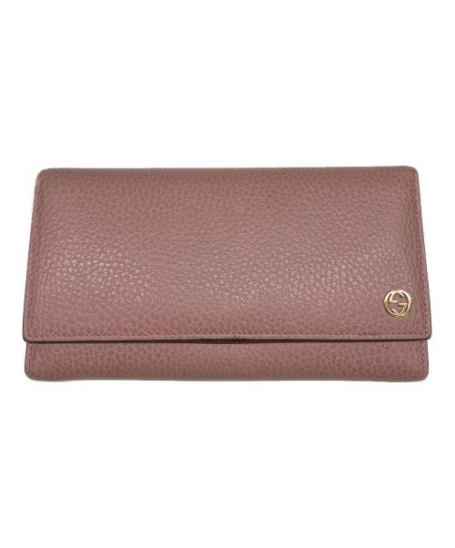 GUCCI（グッチ）GUCCI (グッチ) インターロッキングGロングウォレット ピンクの古着・服飾アイテム