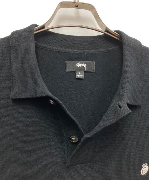 stussy（ステューシー）stussy (ステューシー) 半袖ポロシャツ ブラック サイズ:Lの古着・服飾アイテム