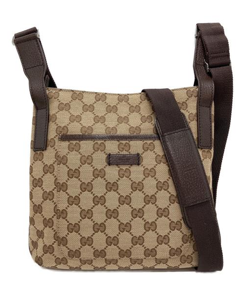 GUCCI（グッチ）GUCCI (グッチ) GGキャンバスショルダーバッグ ブラウンの古着・服飾アイテム