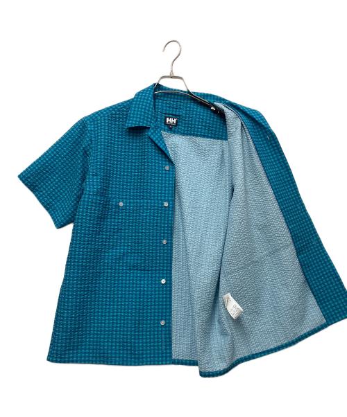 HELLY HANSEN（ヘリーハンセン）HELLY HANSEN (ヘリーハンセン) 半袖シャツ グリーン×ブルー サイズ:Ｍの古着・服飾アイテム