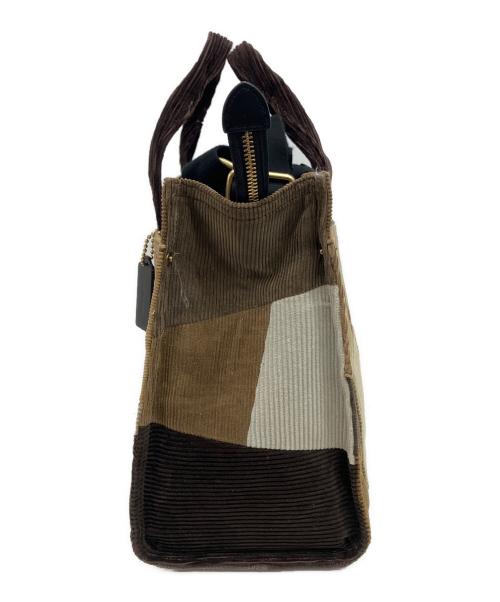 COACH（コーチ）COACH (コーチ) コーデュロイ パッチワーク トート 斜め掛け ブラウンの古着・服飾アイテム