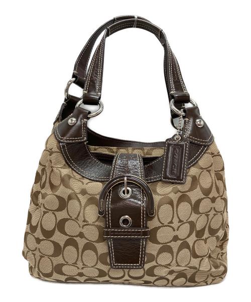 COACH（コーチ）COACH (コーチ) ハンドバッグ ブラウン×ベージュの古着・服飾アイテム