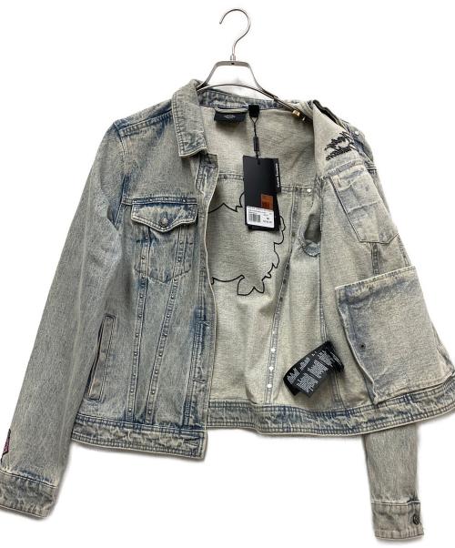 HARLEY-DAVIDSON（ハーレーダビッドソン）HARLEY-DAVIDSON (ハーレーダビッドソン) ROSE & THORN BLING DENIM JACKET インディゴ サイズ:Mの古着・服飾アイテム