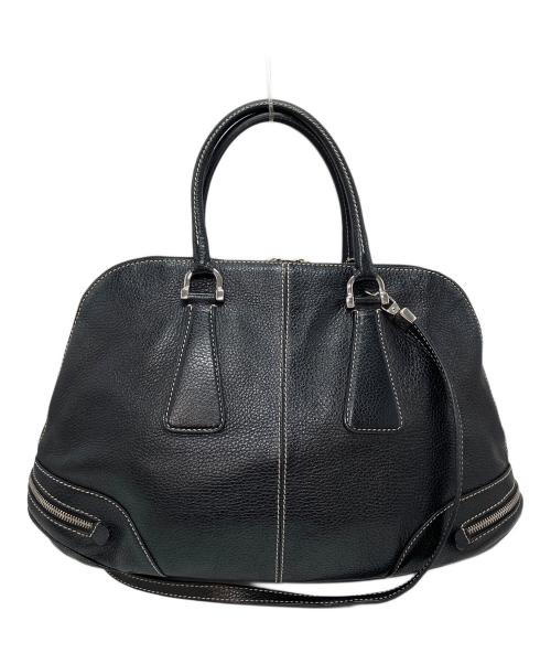 TOD'S（トッズ）TOD'S (トッズ) レザーハンドバッグ ブラックの古着・服飾アイテム