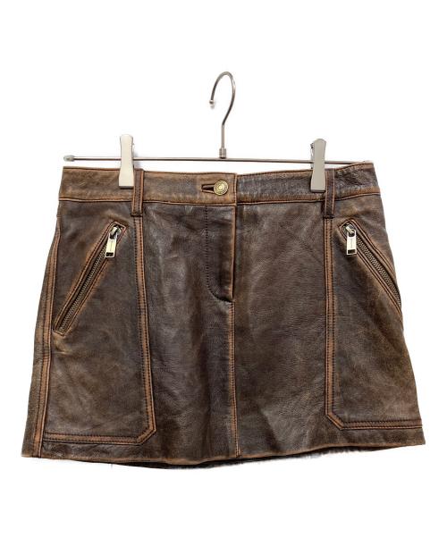MICHAEL KORS（マイケルコース）MICHAEL KORS (マイケルコース) レザーミニスカート ブラウン サイズ:不明の古着・服飾アイテム