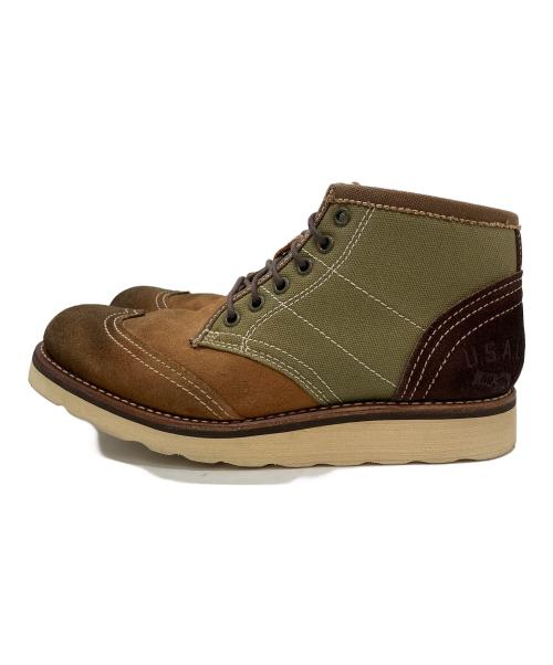 ALPHA INDUSTRIES（アルファインダストリーズ）ALPHA INDUSTRIES (アルファインダストリーズ) ヴィンテージスタイルブーツ ブラウン×カーキ サイズ:25.5の古着・服飾アイテム