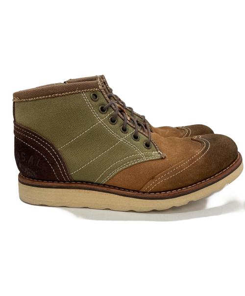 ALPHA INDUSTRIES（アルファインダストリーズ）ALPHA INDUSTRIES (アルファインダストリーズ) ヴィンテージスタイルブーツ ブラウン×カーキ サイズ:25.5の古着・服飾アイテム