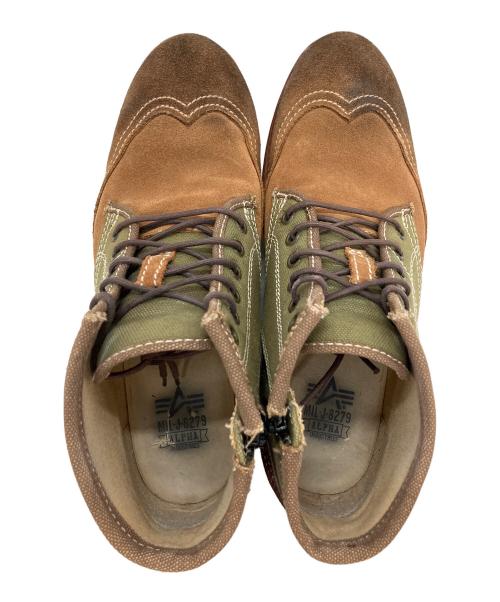 ALPHA INDUSTRIES（アルファインダストリーズ）ALPHA INDUSTRIES (アルファインダストリーズ) ヴィンテージスタイルブーツ ブラウン×カーキ サイズ:25.5の古着・服飾アイテム