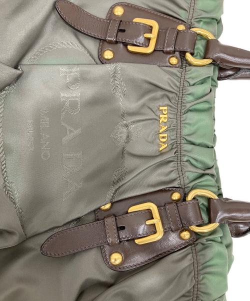 PRADA（プラダ）PRADA (プラダ) ギャザー2WAYバッグ グリーンの古着・服飾アイテム