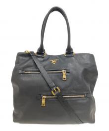 PRADA（プラダ）の古着「ブラックレザートートバック」｜ブラック