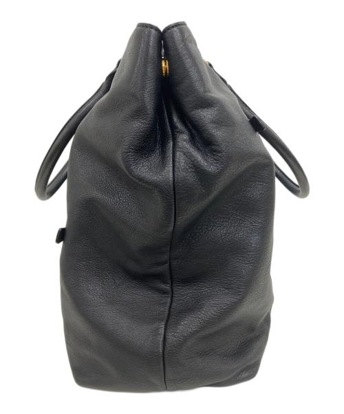 PRADA（プラダ）PRADA (プラダ) ブラックレザートートバック ブラックの古着・服飾アイテム