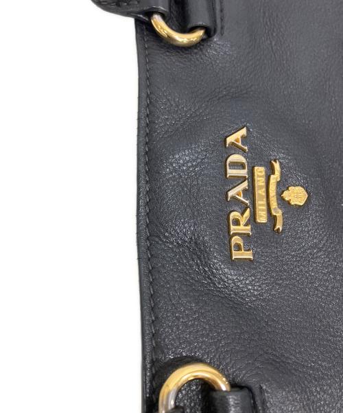 PRADA（プラダ）PRADA (プラダ) ブラックレザートートバック ブラックの古着・服飾アイテム