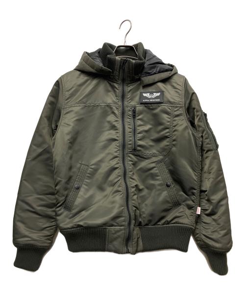 ALPHA（アルファ）ALPHA (アルファ) フーデッドリブジャケット オリーブ サイズ:Mの古着・服飾アイテム