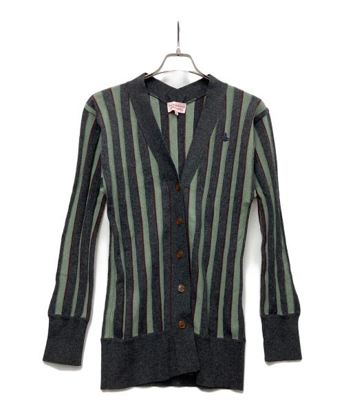 Vivienne Westwood RED LABEL（ヴィヴィアンウエストウッドレッドレーベル）Vivienne Westwood RED LABEL (ヴィヴィアンウエストウッドレッドレーベル) 厚手カーディガン ブラック×グリーン サイズ:2の古着・服飾アイテム
