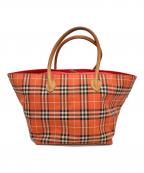 BURBERRY BLUE LABELバーバリー ブルー レーベル）の古着「ナイロントートバッグ」｜オレンジ×ブラック