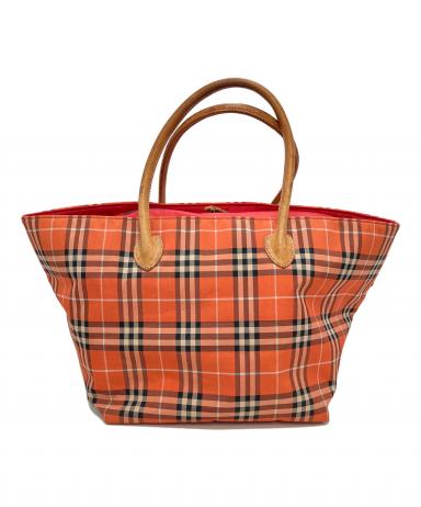 【極美品】Burberry バーバリーノバチェック　トートバッグ　オレンジ 中古・古着通販】BURBERRY BLUE LABEL (バーバリー ブルー レーベル