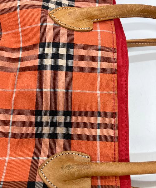 BURBERRY BLUE LABEL（バーバリー ブルー レーベル）BURBERRY BLUE LABEL (バーバリー ブルー レーベル) ナイロントートバッグ オレンジ×ブラックの古着・服飾アイテム
