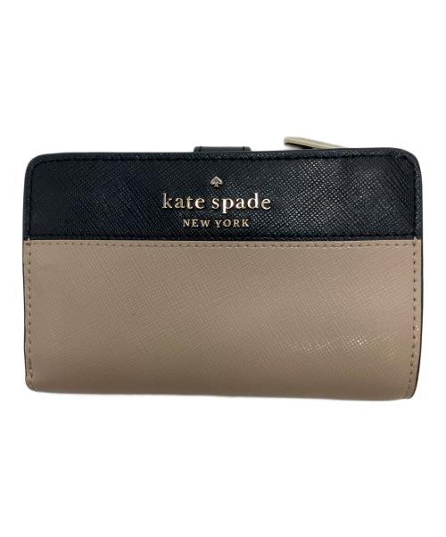Kate Spade（ケイトスペード）Kate Spade (ケイトスペード) 2つ折り財布 ブラック×ベージュの古着・服飾アイテム