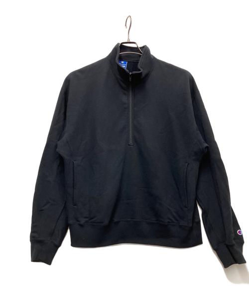 Champion REVERSE WEAVE（チャンピオン リバース ウィーブ）Champion REVERSE WEAVE (チャンピオン リバース ウィーブ) N.HOOLYWOOD (エヌ ハリウッド) ハーフジップスウェット ブラック サイズ:Sの古着・服飾アイテム