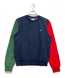 LACOSTE（ラコステ）の古着「スリーブ配色クルーネックスウェット」｜ネイビー