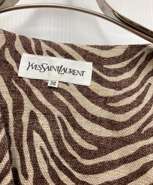 Yves Saint Laurent（イヴサンローラン）Yves Saint Laurent (イヴサンローラン) ヴィンテージテーラードジャケット ブラウン×アイボリー サイズ:36の古着・服飾アイテム