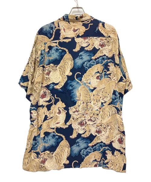 Sun Surf（サンサーフ）Sun Surf (サンサーフ) 百虎 THE WARDROBE 半袖アロハシャツ ベージュ・ネイビー サイズ:ＸＬの古着・服飾アイテム
