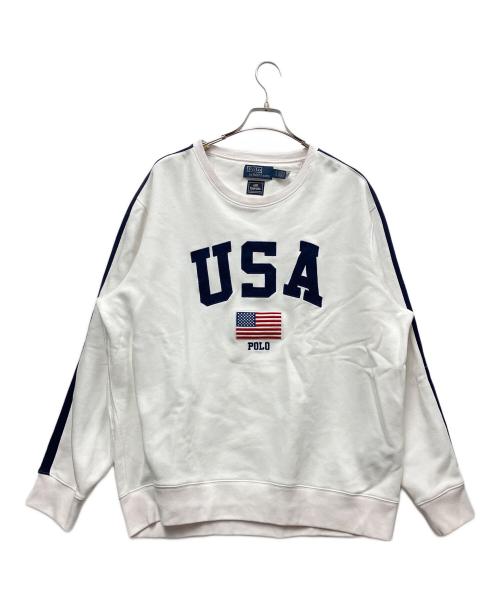 POLO RALPH LAUREN（ポロ・ラルフローレン）POLO RALPH LAUREN (ポロ・ラルフローレン) TEAM USA FLEECE SWEAT SHIRT ホワイト×ネイビー サイズ:XLの古着・服飾アイテム